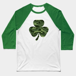 Clover Leaf with green camouflage pattern. Baseball T-Shirt